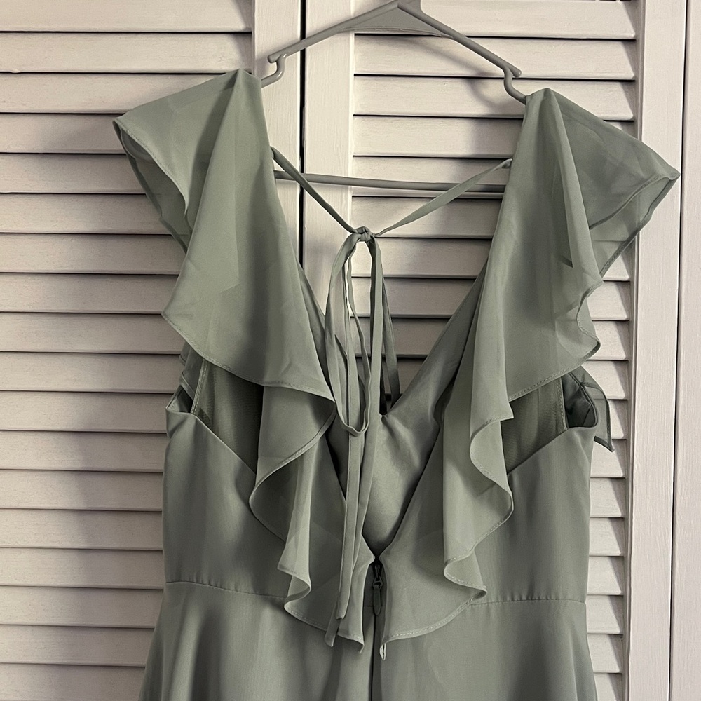 Azazie Agave Green Maxi Dress - Picture 3 of 5